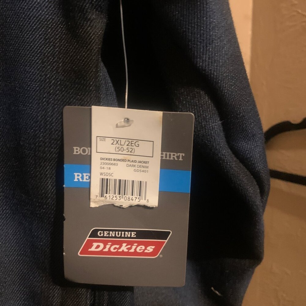 Dickies Mens Jacket 2XL Blue & Black Plaid Hooded Fleece Lining Chore - Picture 10 of 10